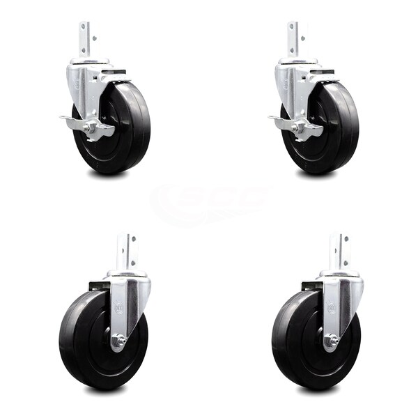 Service Caster 5 Inch Hard Rubber Wheel Swivel 7/8 Inch Square Stem Caster Brakes SCC, 2PK SCC-SQ20S514-HRS-TLB-78-2-S-2 - main
